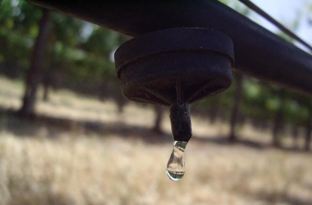 Bico do sistema de irrigação com pingo d'água