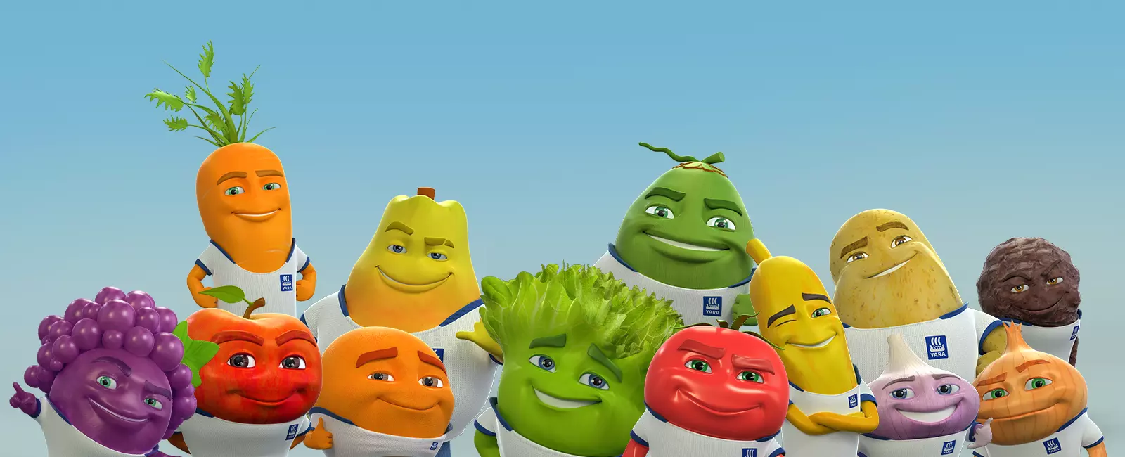 Personagens de hortifruti da Yara