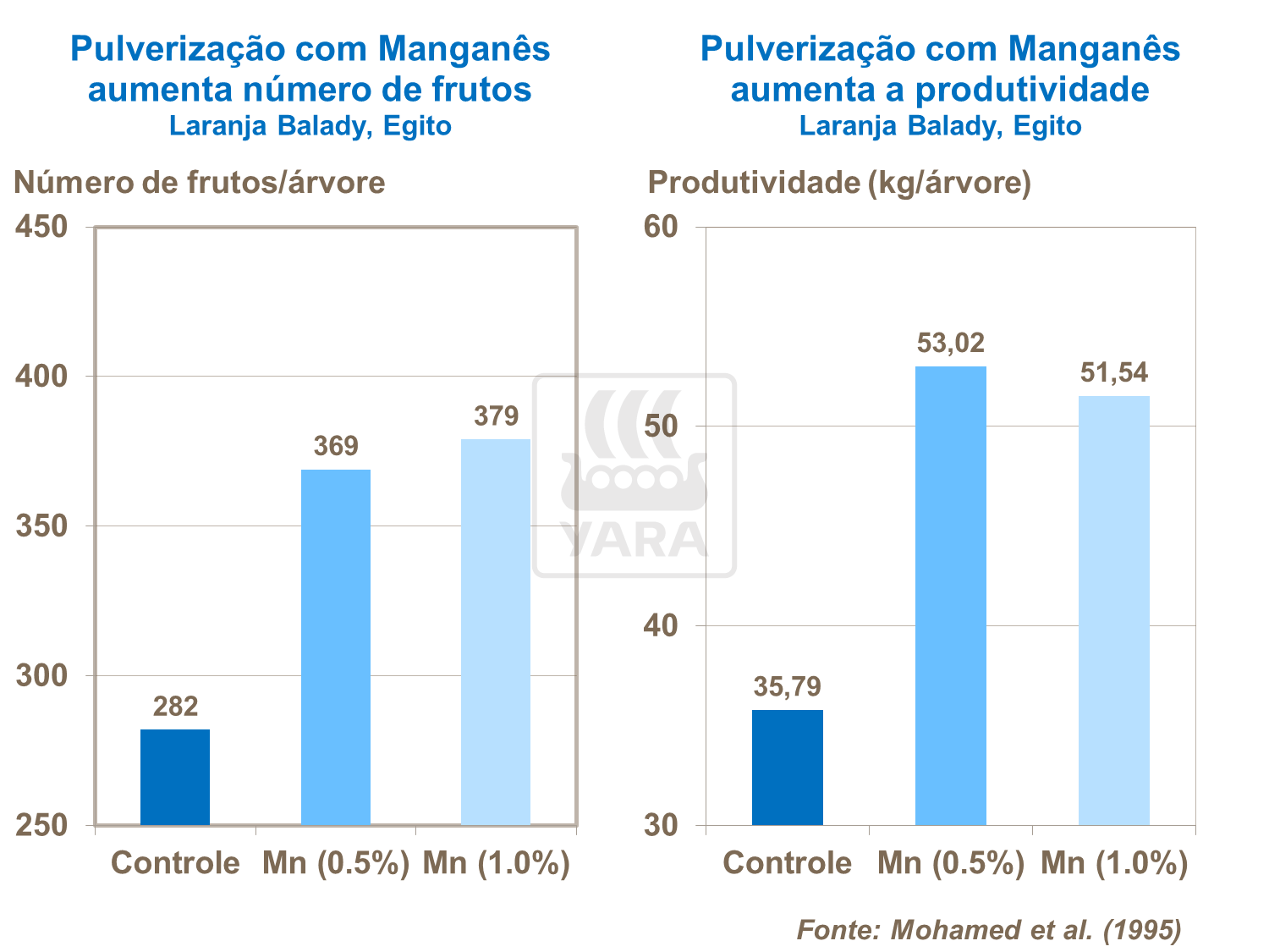 Manganês e numero de frutas