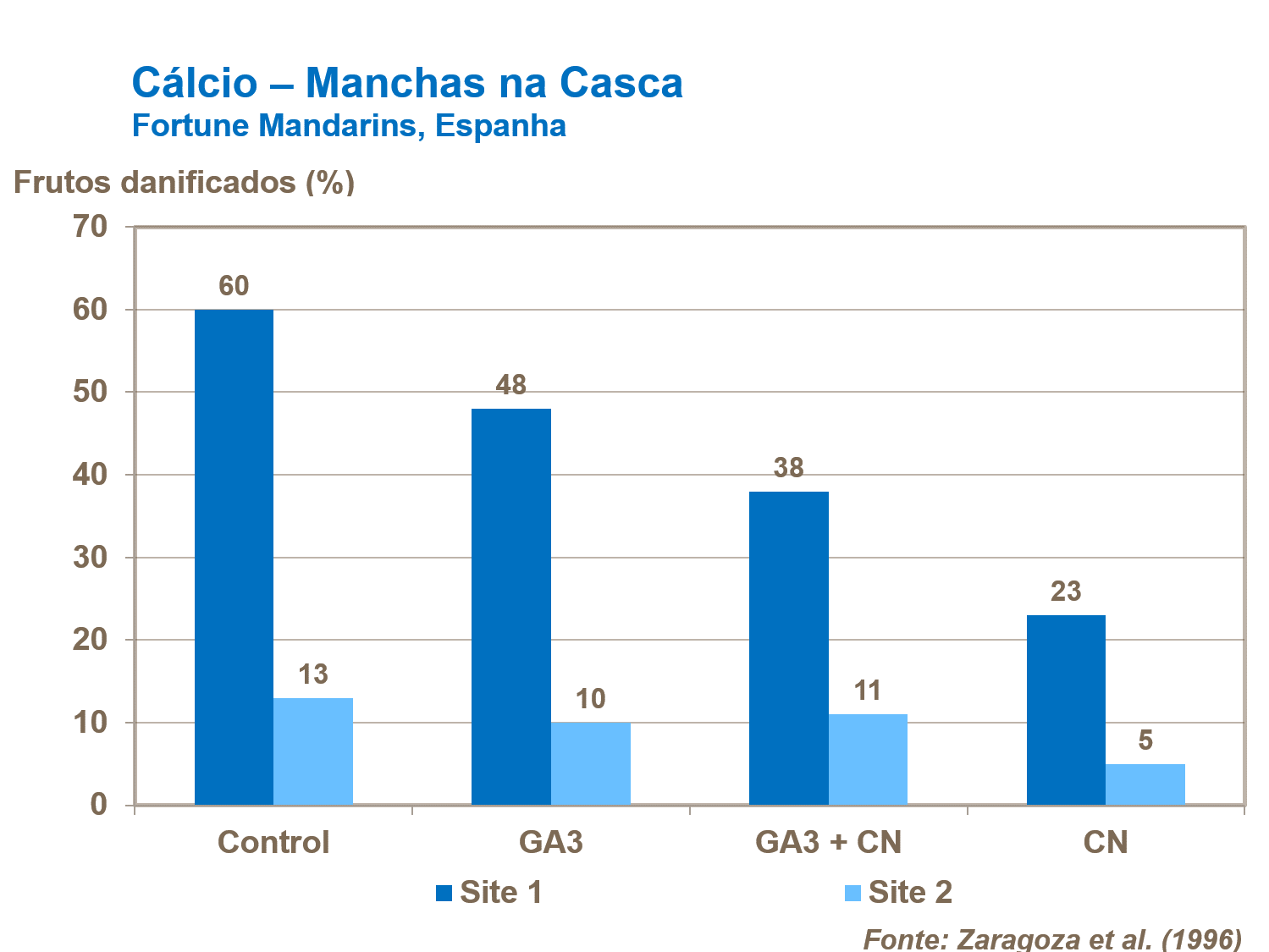 Calcio e manchas na casca